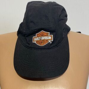 Harley-Davidson Men's Black Tie Back Cotton Baseball Cap Hat Adjustable